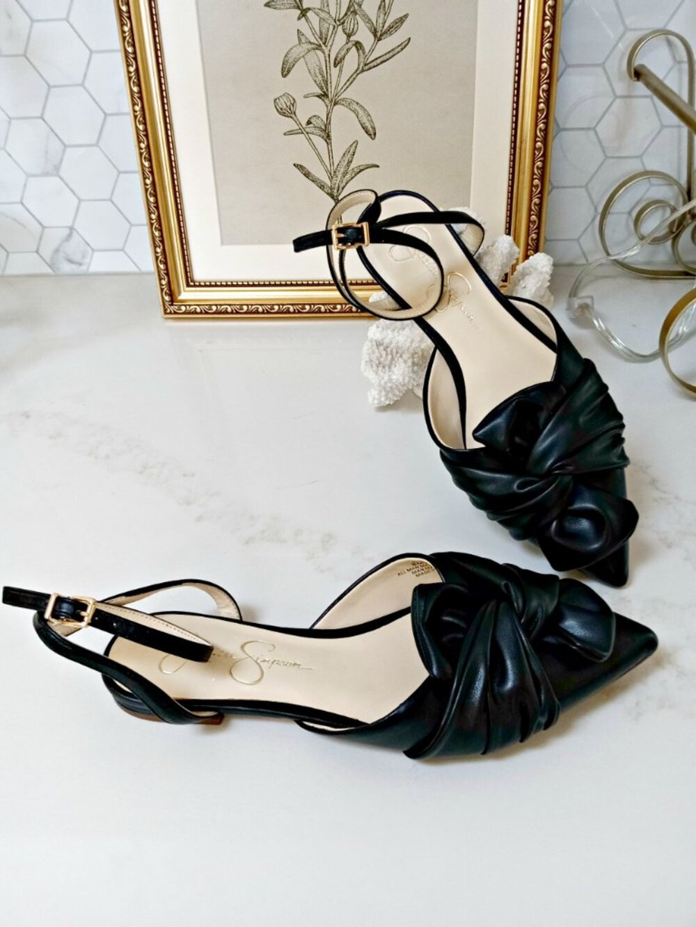 NEW! JESSICA SIMPSON Carmie BLACK BOW ANKLE SANDAL - Picture 6 of 6